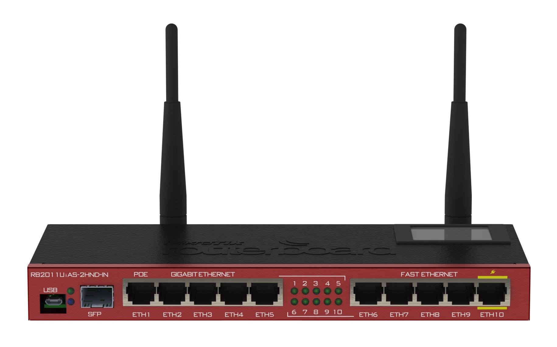 MikroTik RB2011UIAS-2HnD-IN Broadband Router & Hotspot, 128MB RAM, 5xLAN, 5xGbLAN, SFP cage, 802.11b/g/n WiFi, RouterOS L5