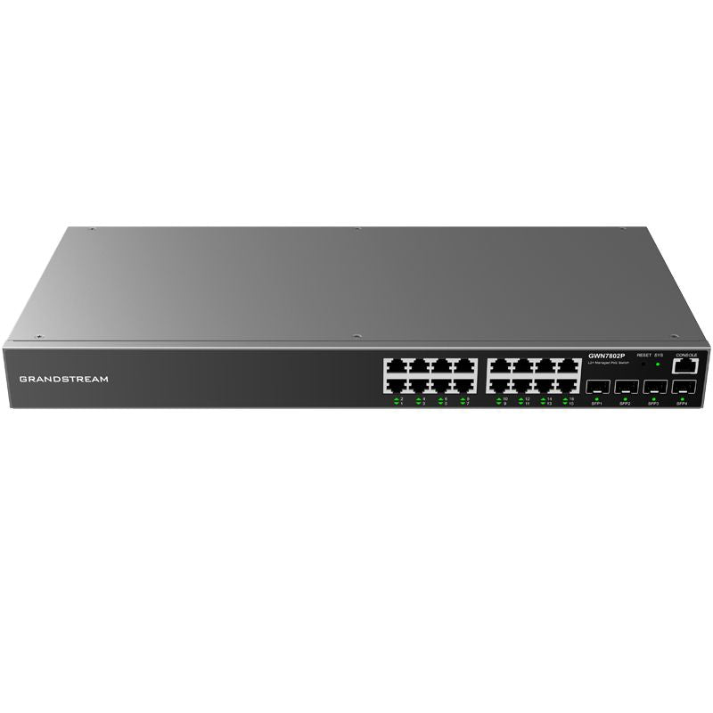 Grandstream GWN7802P 16-Port Gigabit L2+ Managed PoE/PoE+ Switch with 4 SFP