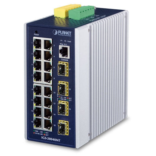 Planet IGS-20040MT L2+ Industrial 16-Port 10/100/1000T + 4 100/1000X SFP Managed Switch