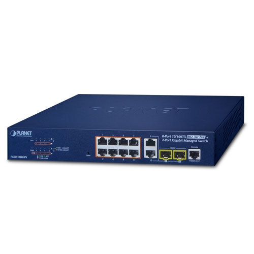 Planet 8-Port 802.3at PoE 2-Port Gigabit SFP Combo Managed Ethernet Switch