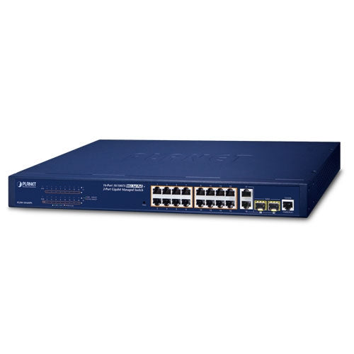 Planet 16-Port 802.3at PoE + 2-Port Gigabit SFP Managed Ethernet Switch