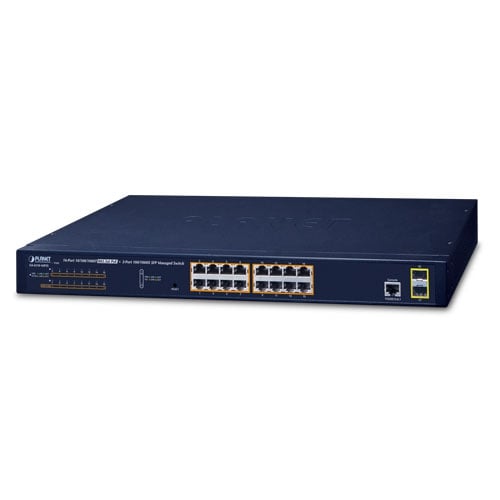 Planet GS-4210-16P2S IPv6/IPv4 16-Port Managed 802.3at PoE+ Gigabit Ethernet Switch + 2-Port 100/1000X SFP (220W)