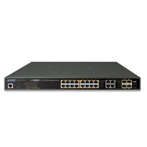 Planet GS-4210-16UP4C IPv6/IPv4 16-Port Managed 60W Ultra PoE Gigabit Ethernet Switch + 4-Port Gigabit Combo TP/SFP (400W PoE power, SNMPv3, SSL, SSH)