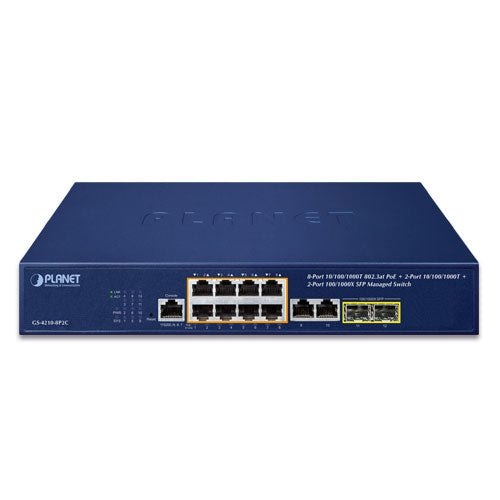 Planet 10-Port 802.3at PoE 2-Port SFP Managed Switch