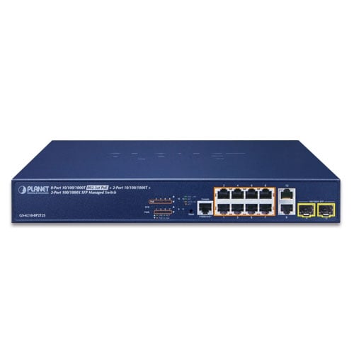 Planet 8-Port 802.3at RJ45 Gigabit PoE 2-Port SFP Managed Switch