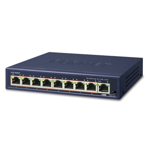 Planet 8-Port Gigabit 802.3at PoE + 1-Port Gigabit Desktop Switch