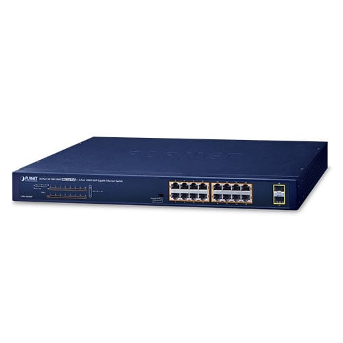 Planet 16-Port 802.3at PoE + 2-Port 1000X SFP Gigabit Ethernet Switch