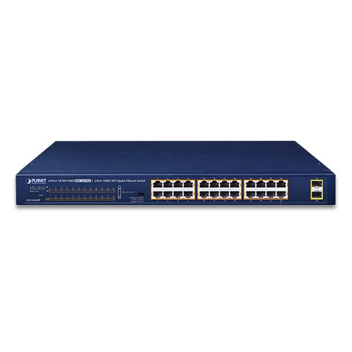 Planet 24-Port 802.3at PoE + 2-Port 1000X SFP Gigabit Ethernet Switch