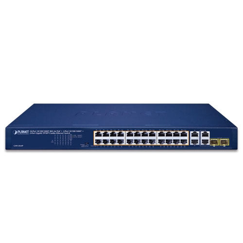 Planet 26-Port 802.3at PoE 2-Port Gigabit TP/SFP Combo Ethernet Switch