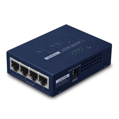 Planet 4-Port IEEE 802.3at High Power over Ethernet Injector Hub