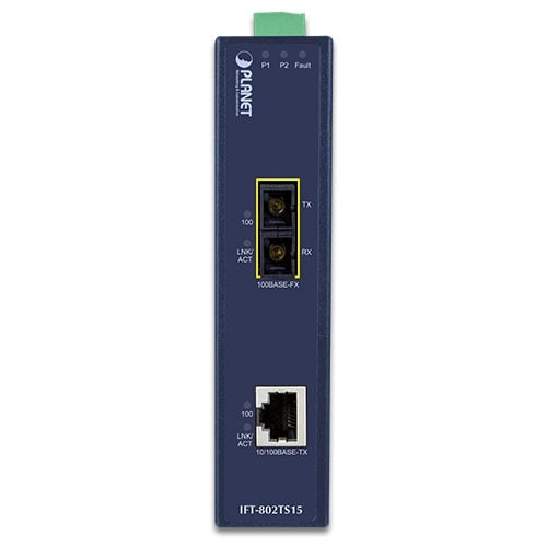 Planet 10/100Base-TX to 100Base-FX Industrial Media Converter - 15km (-40~75 degrees C)