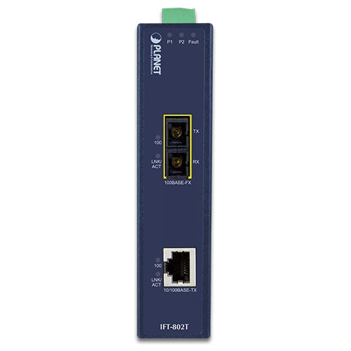 Planet 10/100Base-TX to 100Base-FX Industrial Media Converter - 2km (-40~75 degrees C)