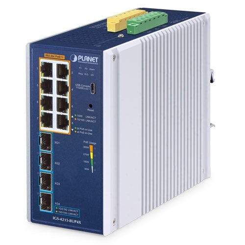 Planet Industrial L2/L4 8-Port 802.3bt PoE + 4-Port 10G SFP+ Managed Ethernet Switch