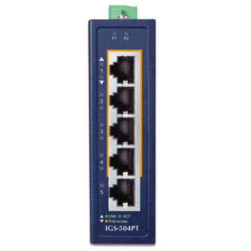 Planet Compact Industrial 4-Port 802.3at PoE + Ethernet Switch