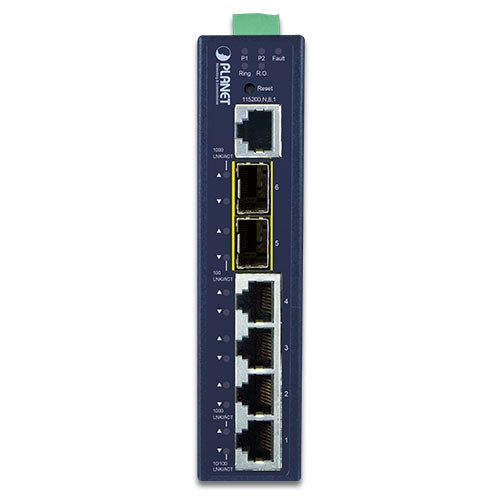 Planet Industrial L2+ 4-Port RJ45 + 2-Port SFP Gigabit Managed Switch