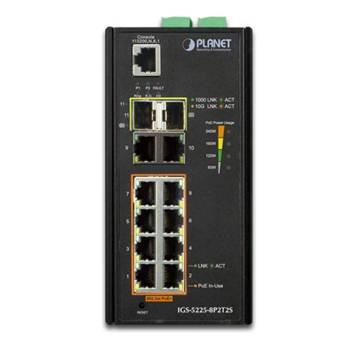 Planet IP30 Industrial L2+/L4 8-Port 802.3at PoE + SFP Full Managed Switch