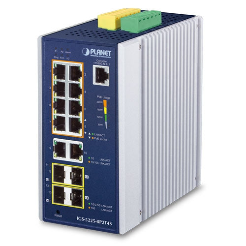 Planet Industrial L2+ 8-Port at PoE 4-Port 1G/2.5G SFP Managed Ethernet Switch