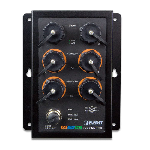 Planet IGS-5226-4P2T IP50 Industrial EN50155 L2+ 4-Port 10/100/1000T 802.3at PoE + 2-Port 10/100/1000T Managed Ethernet Switch