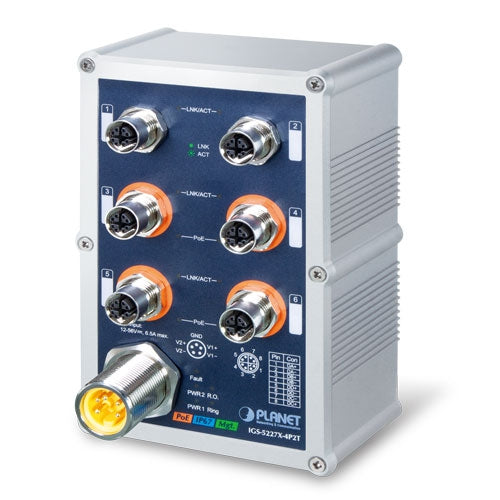 Planet Industrial IP67-rated 4-Port 802.3at PoE+ 2-Port Ethernet Managed Ethernet Switch