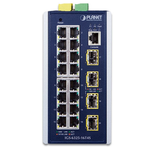 Planet Industrial L3 16-Port Gigabit 4-Port 100/1000X SFP Managed Ethernet Switch