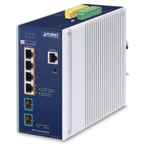 Planet Industrial L3 4-Port 2.5GBASE-T 802.3bt PoE + 2-Port 10G SFP+ Managed Ethernet Switch
