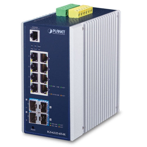 Planet Industrial L3 8-Port Gigabit + 4-Port 10G SFP+ Managed Ethernet
