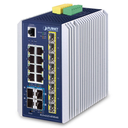 Planet Industrial L3 8-Port Gig + 8-Port SFP + 4-Port 10G SFP+ Managed Ethernet Switch