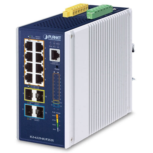 Planet Industrial L3 8-Port 802.3bt PoE 2-Port 2.5G SFP 2x10G SFP+ Managed Ethernet Switch