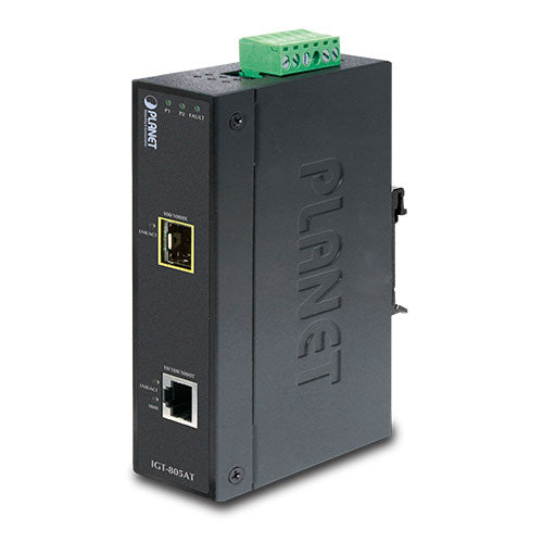 Planet IGT-805AT IP30 Industrial 10/100/1000T to 100/1000X SFP Gigabit Media Converter (-40 to 75 degree C)