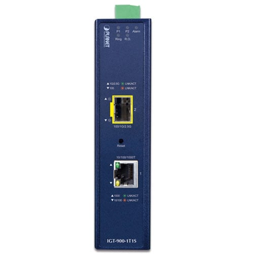 Planet Industrial 1-Port Gigabit + 1-Port 1G/2.5G SFP Managed Media Converter