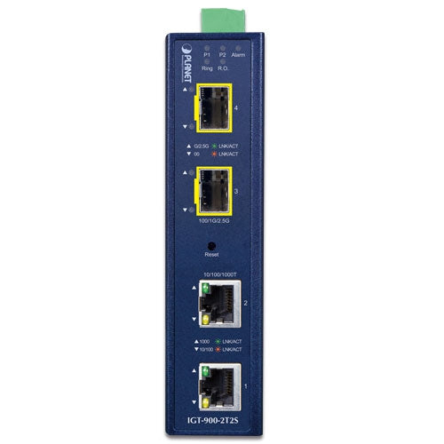 Planet Industrial 2-Port Gigabit + 2-Port 1G/2.5G SFP Managed Media Converter