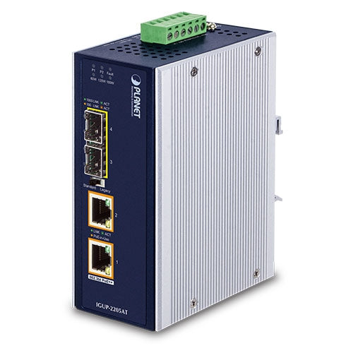 Planet Industrial 2-Port SFP to 2-Port 802.3bt PoE++ Media Converter