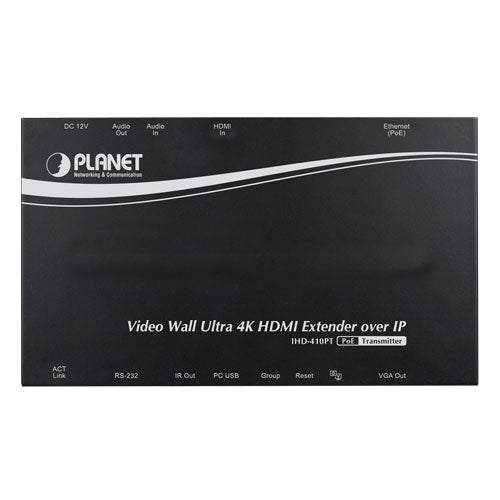 Planet IHD-410PR Video Wall Ultra 4K HDMI/USB Extender Receiver over IP with PoE
