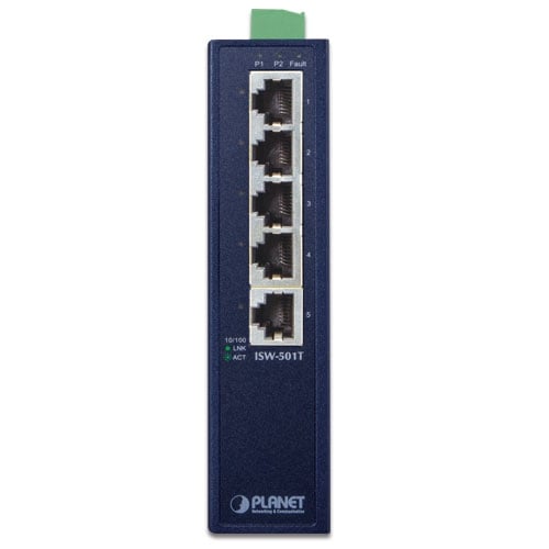 Planet 5-Port Industrial Fast Ethernet Switch (-40~75 degrees C )
