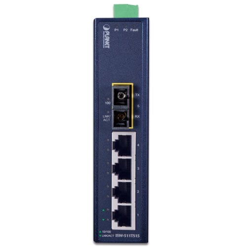 PLANET 4-Port 10/100Base-TX + 1-Port 100Base-FX Industrial Ethernet Switch