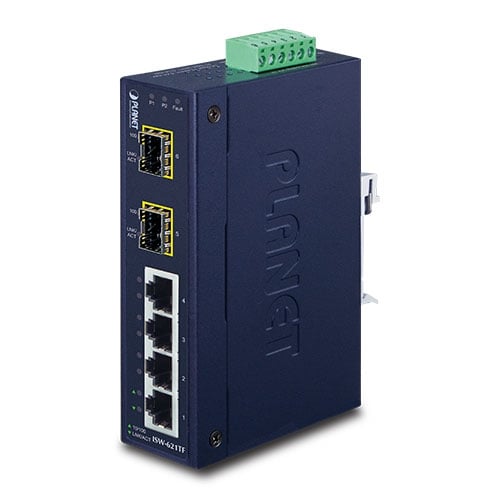 PLANET 4-Port 10/100Base-TX + 2-Port 100Base-FX SFP Industrial Ethernet Switch
