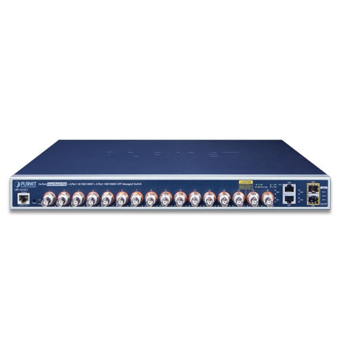 Planet LRP-1622CS IPv4/IPv6 16-Port Coax + 2-Port 10/100/1000T + 2-Port 100/1000X SFP Long Reach POE over Coaxial Managed Switch (440W)