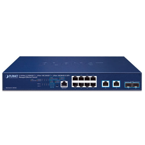 Planet L3 8-Port 2.5GBASE-T + 2-Port 10GBASE-T + 2-Port 10GBASE-X SFP+ Managed Ethernet Switch