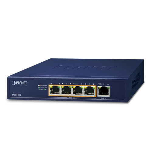 Planet POE-E304 1-Port 60W Ultra PoE to 4-Port 802.3af/at Gigabit PoE Extender