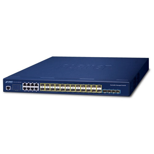 Planet L3 16-Port SFP 8-Port Gigabit TP/SFP + 4-Port 10G SFP+ Stackable Managed Switch