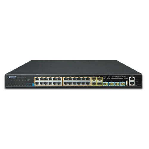 Planet Layer 3 24-Port 802.3at PoE + 4-Port 10G SFP+ Stackable Managed Switch
