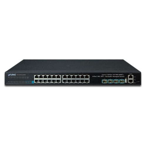 Planet Layer 3 24-Port 10/100/1000T + 4-Port 10G SFP+ Stackable Managed Switch