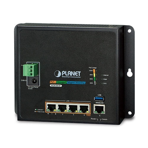 Planet WGR-500-4P Industrial Wall-mount Gigabit Router with 4-Port 802.3at PoE+