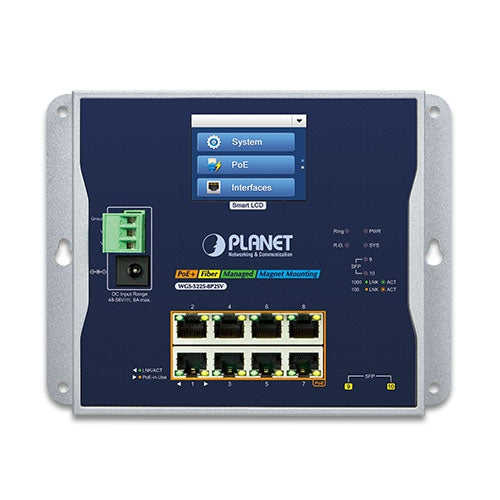 Planet IP30 IPv6/IPv4 L2+ 8-Port 802.3at PoE + 2-Port SFP  Managed Switch w/ LCD