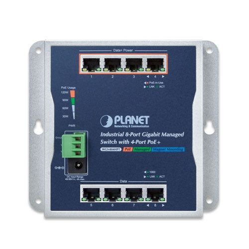 Planet WGS-804HPT 8-Port Wall-mount Managed Ethernet Switch with 4-Port 802.3AT PoE+