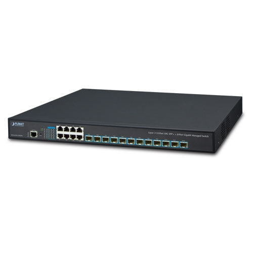 Planet XGS-6350-12X8TR Layer 3 12-Port 10G SFP+ + 8-Port 10/100/1000T Managed Gigabit Switch with Dual 100~240V AC Redundant Power