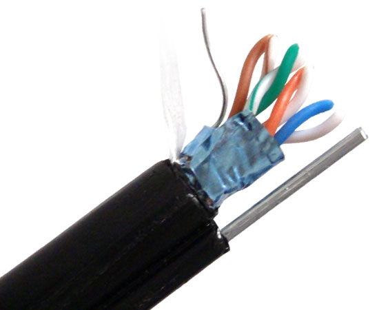 CAT5E Outdoor Bulk Ethernet Cable, Aerial Shielded Solid Copper CMX, 24 AWG 1000FT