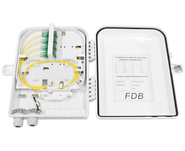 Wall Mount Fiber Distribution Unit, Plastic, 16 SC Connections, 24 Splices, Outdoor, IP-65 Rated