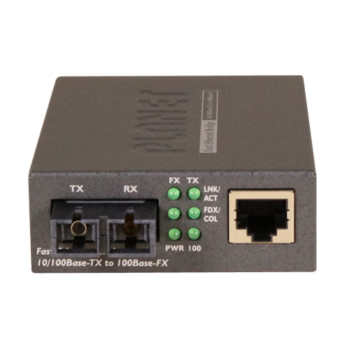 Planet FT-802S50 10/100Base-TX to 100Base-FX Bridge Media Converters (SM, SC, 50km, LFPT)