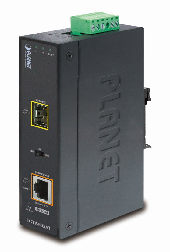 PLANET IGTP-805AT SFP (LC) 802.3at PoE Industrial Media Converter